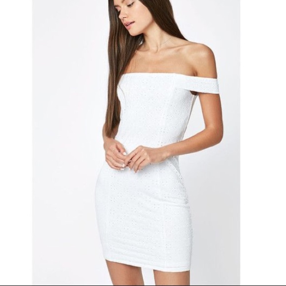 La hearts eyelet mini dress white